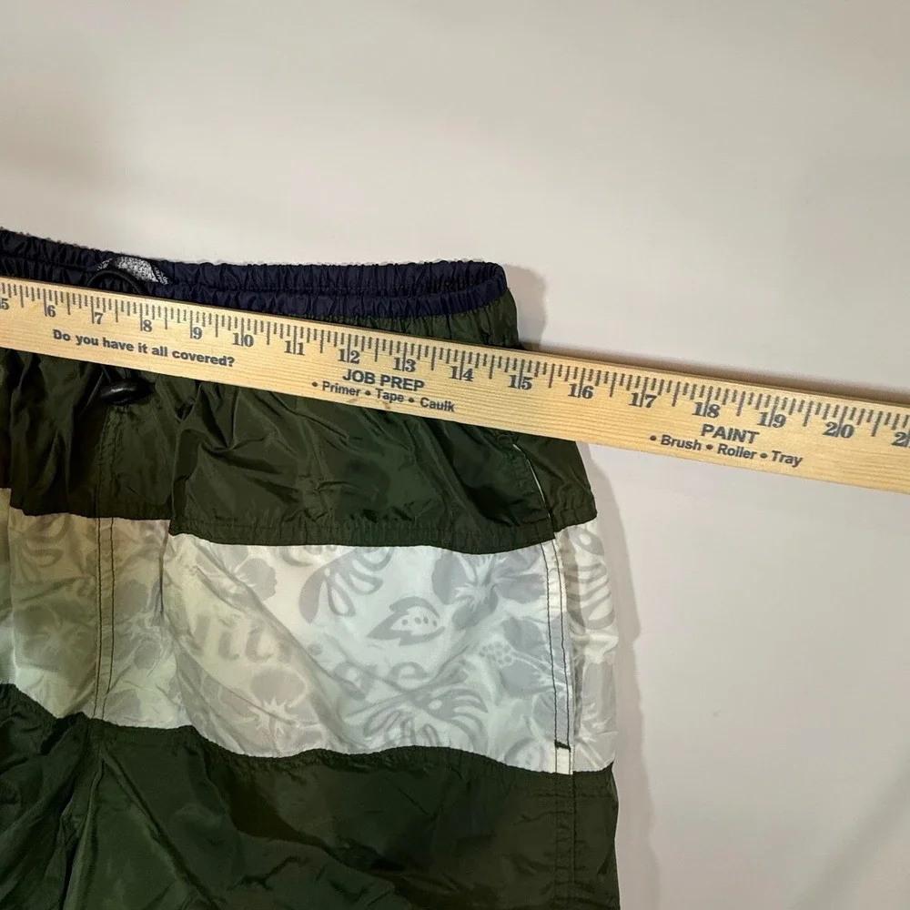 VTG Y2K Tommy Hilfiger Swim Trunks Mens M Green Tropical Bathing Suit Shorts 90s
